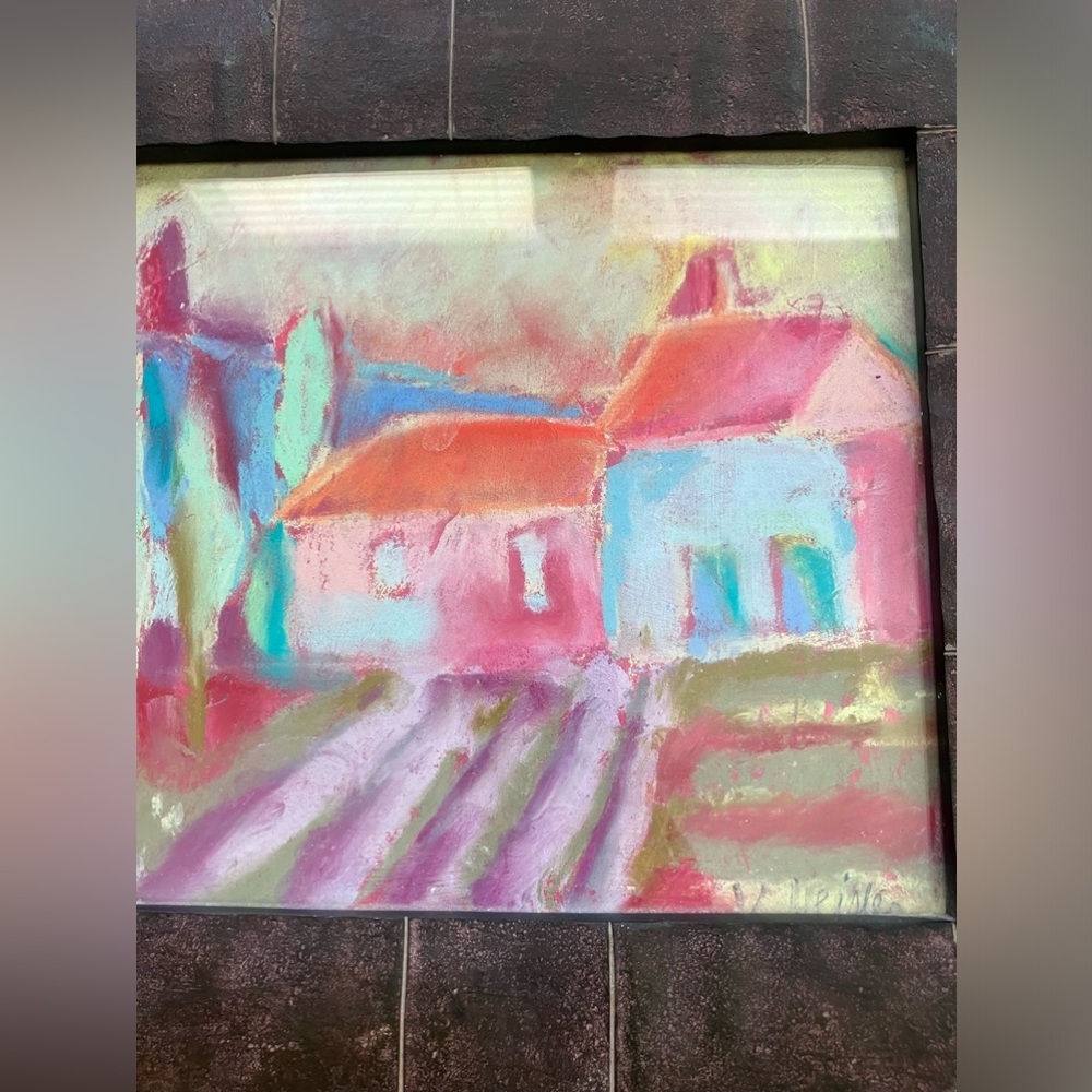 New Mexico Farm Original , 9.5”x7” , Pastel Painting  14.5”x11.5” Framed